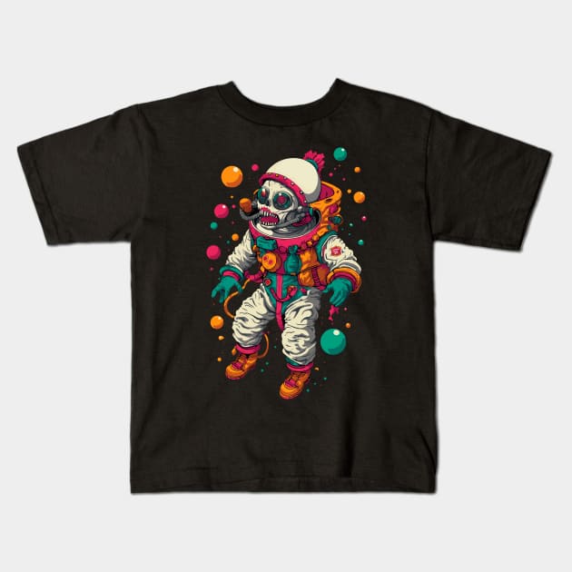 Skull Astronaut Kids T-Shirt by Zugor